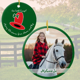 Ornamento De Cerâmica Nosso Pequeno Natal Verde de Cowgirl