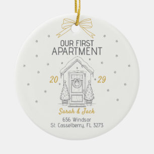 Ornamento De Cerâmica Nosso Primeiro Apartamento Ano e Nomes Personaliza