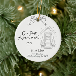 Ornamento De Cerâmica Nosso Primeiro Apartamento Ano e Nomes Personaliza