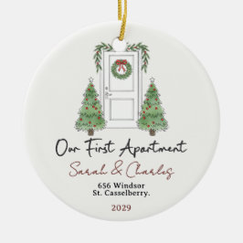 Ornamento De Cerâmica Nosso Primeiro Apartamento Nomes Personalizados & 