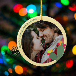 Ornamento De Cerâmica nosso primeiro cacto de Natal