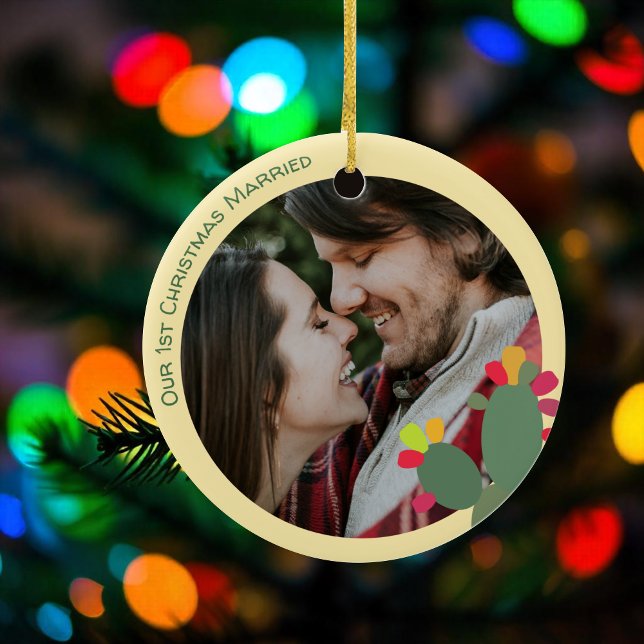 Ornamento De Cerâmica nosso primeiro cacto de Natal (Criador carregado)