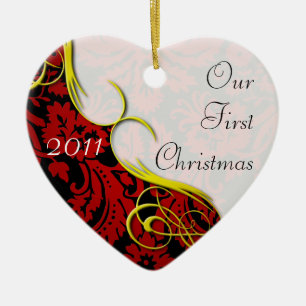 Ornamento De Cerâmica Nosso primeiro damasco do Natal