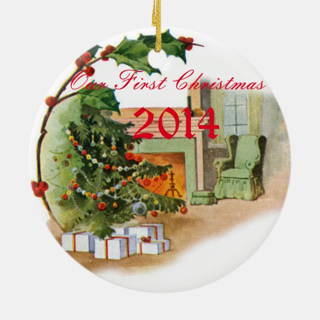 Ornamento De Cerâmica Nosso primeiro Natal (Traseira)