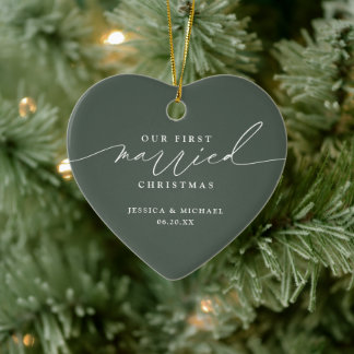 Ornamento De Cerâmica Nosso Primeiro Natal Casado Recém-Casado
