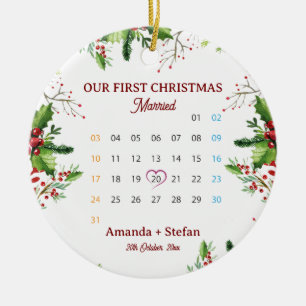 Ornamento De Cerâmica Nosso Primeiro Natal Casados Calendário de Lembran