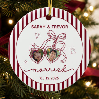 Ornamento De Cerâmica Nosso Primeiro Natal Casados Foto Personalizada