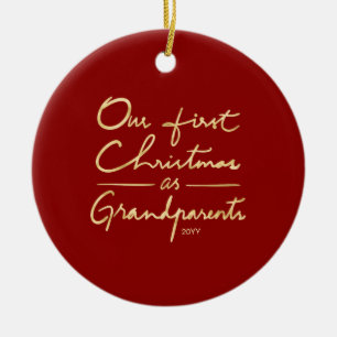 Ornamento De Cerâmica Nosso primeiro Natal como a foto das avós origina