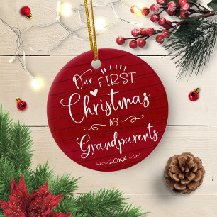 Ornamento De Cerâmica Nosso Primeiro Natal Como Avós Fofo Rústico