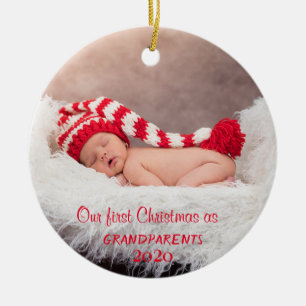 Ornamento De Cerâmica Nosso Primeiro Natal Como Avós,Foto Feriado