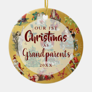 Ornamento De Cerâmica Nosso Primeiro Natal Como Avós Foto Vintage