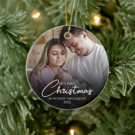 Ornamento De Cerâmica Nosso Primeiro Natal Como Mamãe E Papai Foto