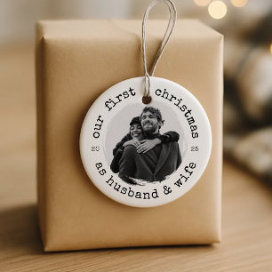 Ornamento De Cerâmica Nosso Primeiro Natal como Marido e Esposa - Escrit
