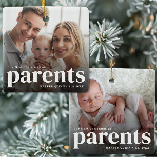 Ornamento De Cerâmica Nosso Primeiro Natal Como Pais 2 Foto