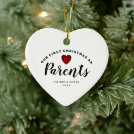 Ornamento De Cerâmica Nosso Primeiro Natal Como Pais Personalizados Cora