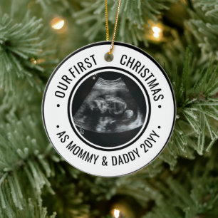 Ornamento De Cerâmica Nosso Primeiro Natal como Pais Ultrassom