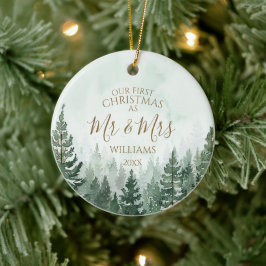 Ornamento De Cerâmica Nosso Primeiro Natal Como Senhor & Senhora Foto Fl