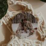 Ornamento De Cerâmica Nosso Primeiro Natal Como Sr. E Sra. Ornament<br><div class="desc">Este novo ornamento permite que você carregue sua própria foto especial. Com uma bela fonte caligráfica   frente serif,  este novo ornamento moderno é a adição perfeita à sua árvore!</div>