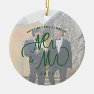 Ornamento De Cerâmica Nosso Primeiro Natal como Sr. & Sr. Foto