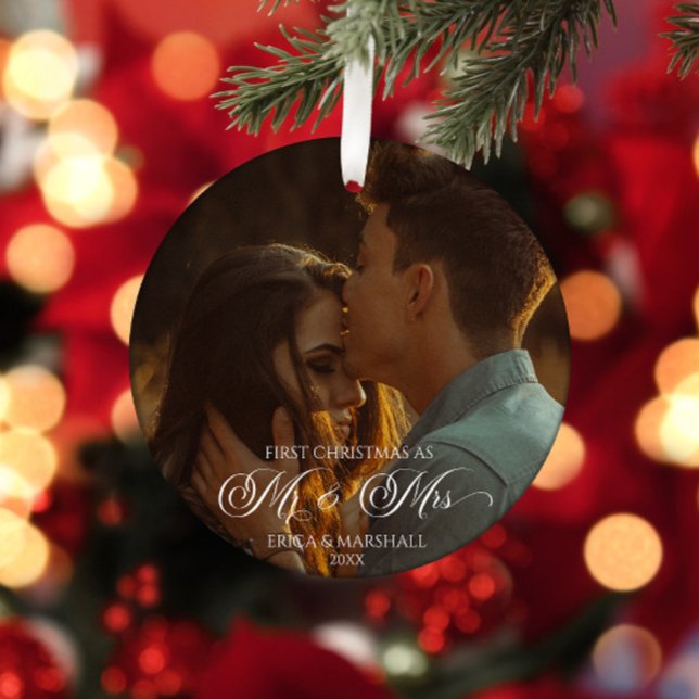 Ornamento De Cerâmica Nosso Primeiro Natal Como Sr. & Sra. Imagem Person (Criador carregado)