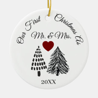 Ornamento De Cerâmica Nosso Primeiro Natal Como Sr. & Sra Personalizado