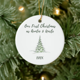 Ornamento De Cerâmica Nosso Primeiro Natal como tia e tio