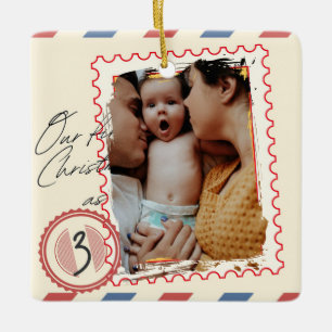 Ornamento De Cerâmica Nosso primeiro Natal como três