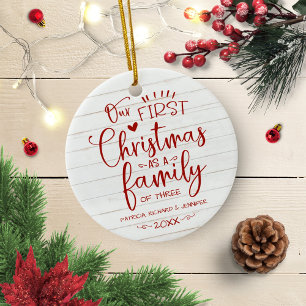Ornamento De Cerâmica Nosso Primeiro Natal Como Uma Família Rústica Farm