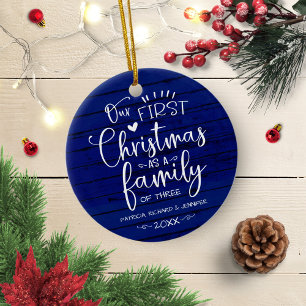 Ornamento De Cerâmica Nosso Primeiro Natal Como Uma Família Rústica Farm