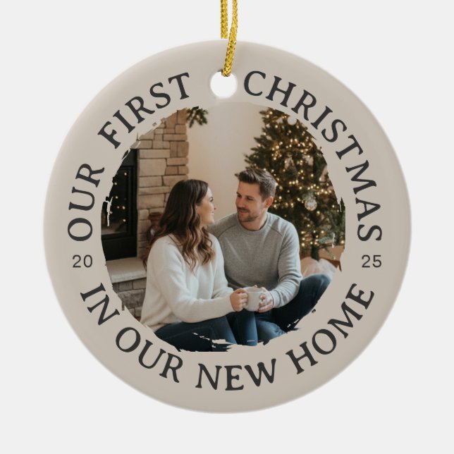 Ornamento De Cerâmica Nosso Primeiro Natal em Nossa Nova Casa (Frente)