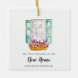Ornamento De Cerâmica Nosso Primeiro Natal em nossa Nova Foto Personaliz