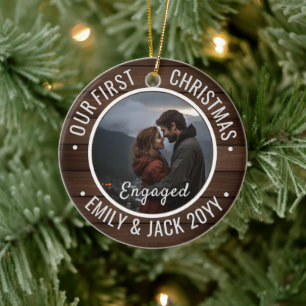 Ornamento De Cerâmica Nosso Primeiro Natal Ficado Foto Lembrança