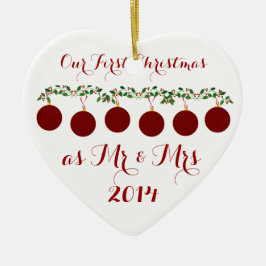 Ornamento De Cerâmica Nosso primeiro Natal junto