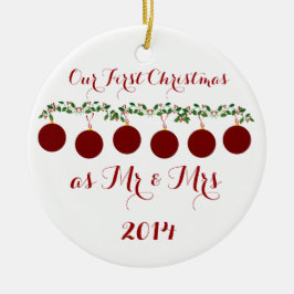 Ornamento De Cerâmica Nosso primeiro Natal junto