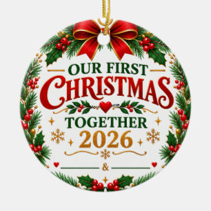 Ornamento De Cerâmica Nosso Primeiro Natal Juntos 2026