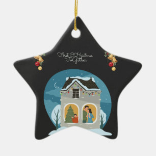 Ornamento De Cerâmica Nosso Primeiro Natal Juntos Feriado Familiar