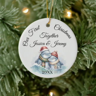Ornamento De Cerâmica Nosso Primeiro Natal Juntos Nome Personalizado