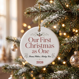 Ornamento De Cerâmica ''Nosso Primeiro Natal Juntos'' Personalizado