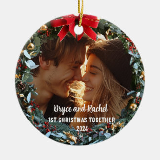 Ornamento De Cerâmica Nosso Primeiro Natal Juntos Personalizados