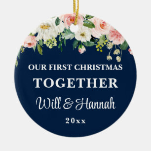 Ornamento De Cerâmica Nosso Primeiro Natal Juntos Personalizaram Casal