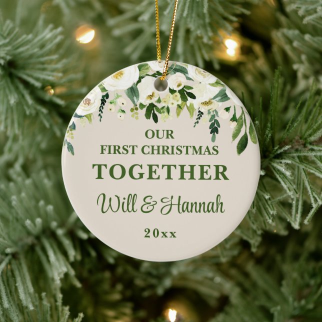 Ornamento De Cerâmica Nosso Primeiro Natal Juntos Personalizaram Casal (Árvore)