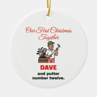 Ornamento De Cerâmica Nosso Primeiro Natal Juntos: Putter de Golfe Diver