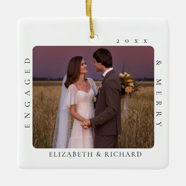 Ornamento De Cerâmica Nosso primeiro Natal Mínimo Moderno Envolvido e Fe (Frente)