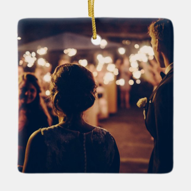 Ornamento De Cerâmica nosso primeiro natal, natal casado (Frente)