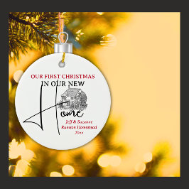 Ornamento De Cerâmica Nosso Primeiro Natal Novo Algodão Doméstico