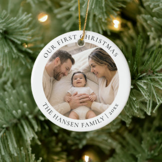 Ornamento De Cerâmica Nosso Primeiro Natal Personalizado Foto Especial F