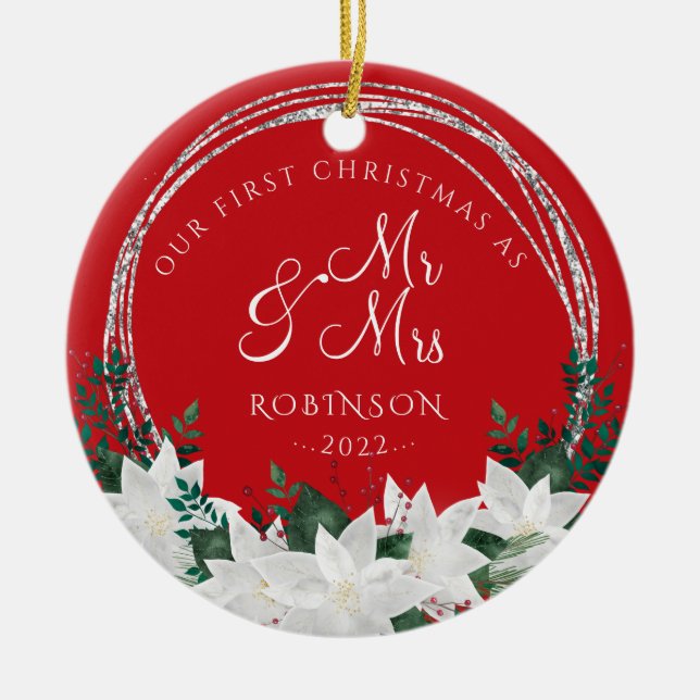 Ornamento De Cerâmica Nosso Primeiro Natal Recém-Natal (Frente)