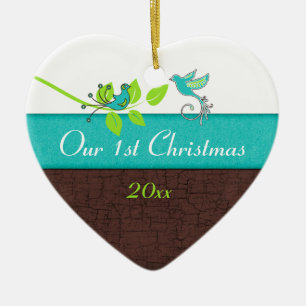 Ornamento De Cerâmica Nosso Primeiro Pedido de Manutenção de Natal