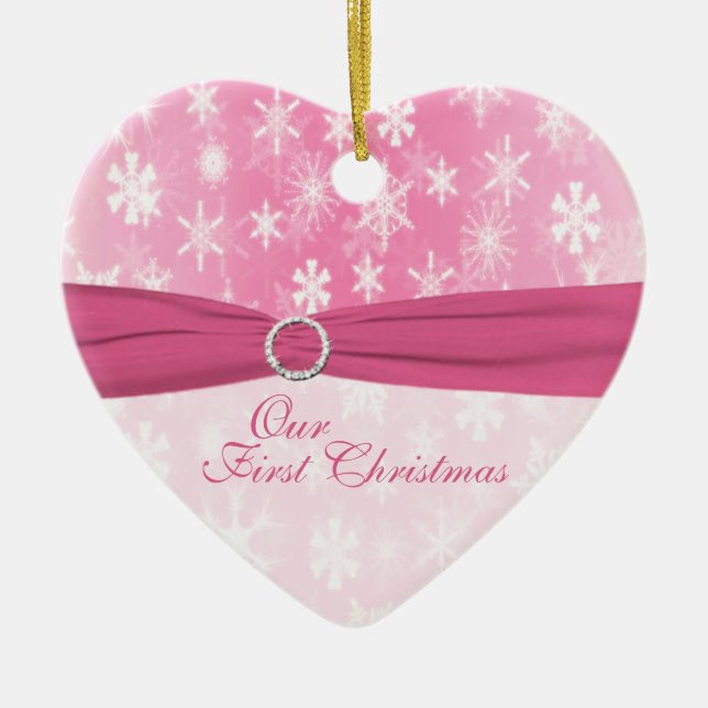 Ornamento De Cerâmica Nosso Primeiro Pedido de Manutenção de Natal (Frente)