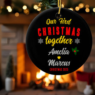 Ornamento De Cerâmica Nossos Primeiros Flocos de Neve de Natal Juntos 